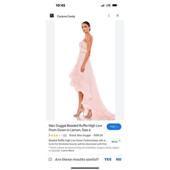 Mac Duggal Beaded Ruffle High Low Prom Gown in Ice Pink Size 4 NWT - Picture 7 of 12